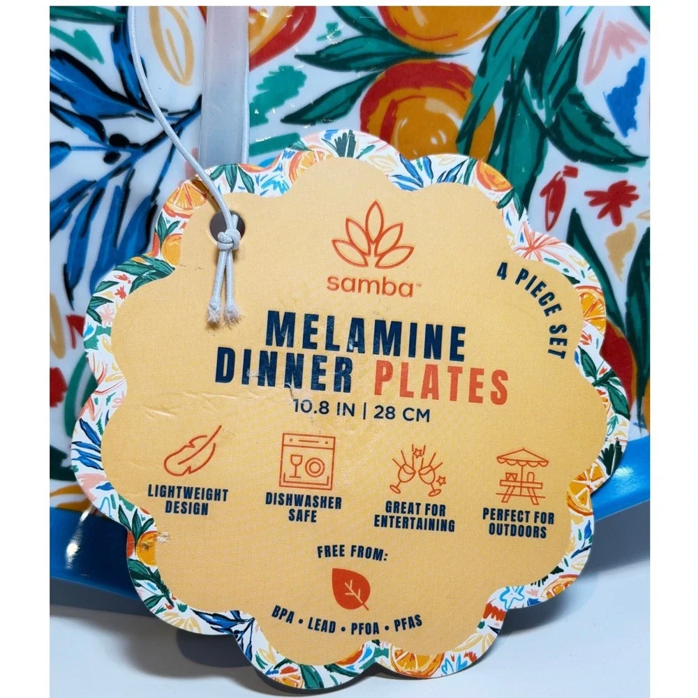 Samba New Set of 4 Melamine Dinner Plates 10.8